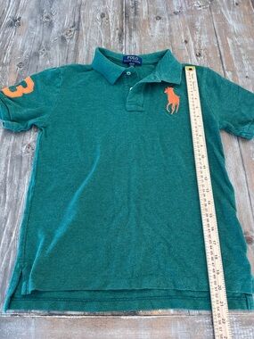 Polo by Ralph Lauren Teal Green Polo with Orange Pony & Sleeve Patch